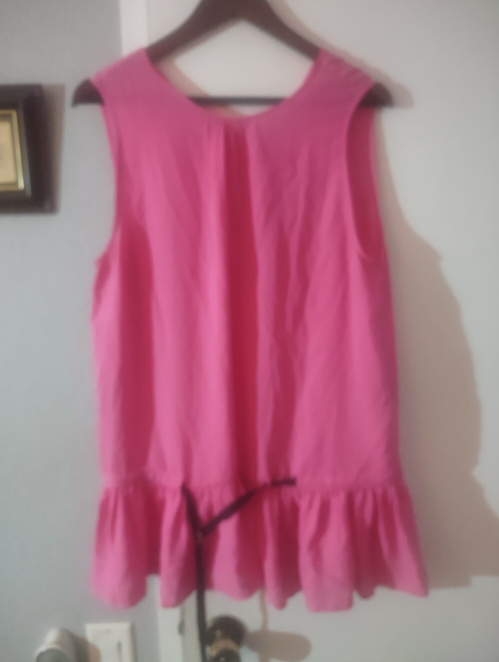 Sleeveless Pink Ruffle-Hem Women's Top
